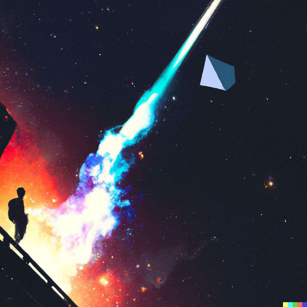 the discovery of gravity, digital art, synthwave